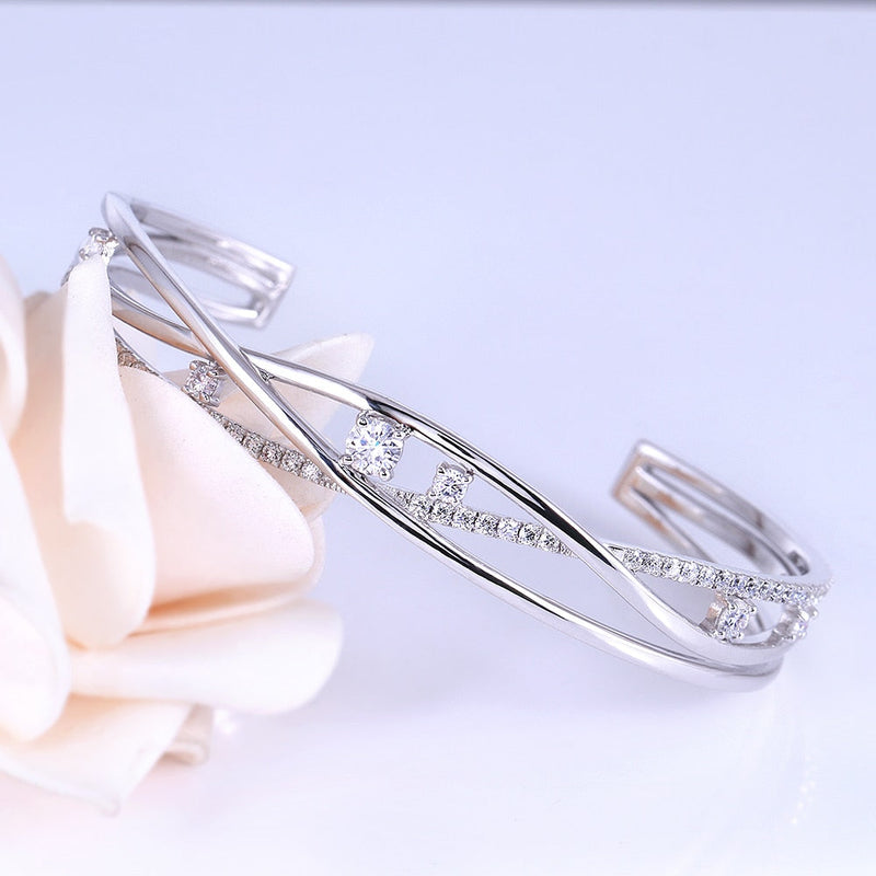 Platinum Plated Silver Moissanite Bracelet 6.025ctw Moissanite Engagement Rings & Jewelry | Luxus Moissanite