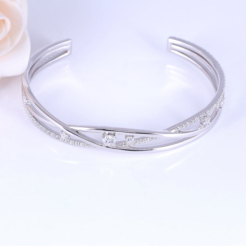 Platinum Plated Silver Moissanite Bracelet 6.025ctw Moissanite Engagement Rings & Jewelry | Luxus Moissanite