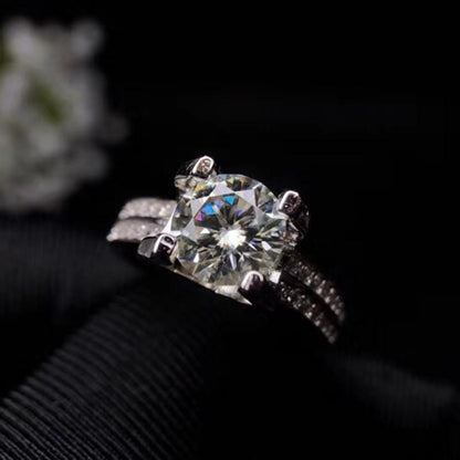 Platinum Plated Silver Moissanite Engagement Ring 1ct Moissanite Engagement Rings & Jewelry | Luxus Moissanite