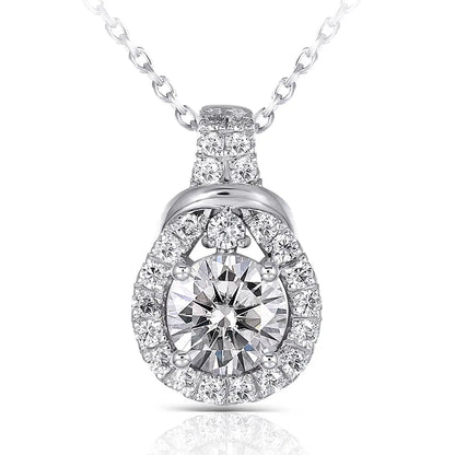 Platinum Plated Silver Moissanite Necklace / Pendant 1.19ct Moissanite Engagement Rings & Jewelry | Silver Moissanite Pendant  | Luxus Moissanite