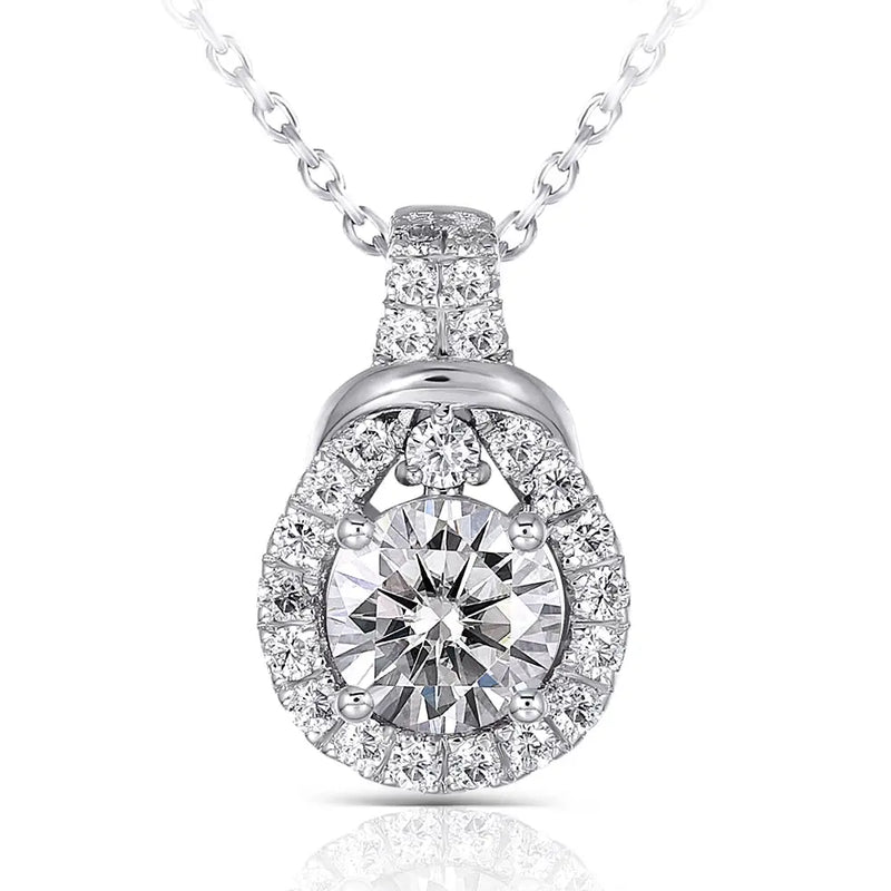 Platinum Plated Silver Moissanite Necklace / Pendant 1.19ct Moissanite Engagement Rings & Jewelry | Luxus Moissanite