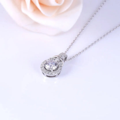 Platinum Plated Silver Moissanite Necklace / Pendant 1.19ct Moissanite Engagement Rings & Jewelry | Silver Moissanite Pendant  | Luxus Moissanite