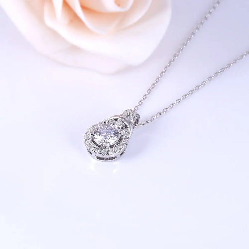 Platinum Plated Silver Moissanite Necklace / Pendant 1.19ct Moissanite Engagement Rings & Jewelry | Luxus Moissanite