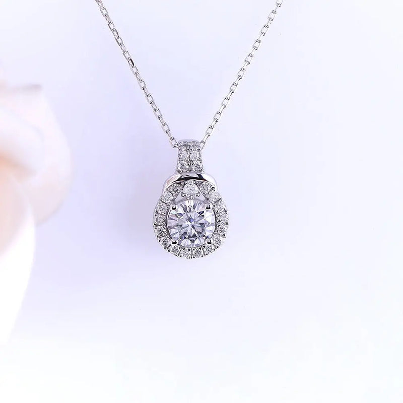 Platinum Plated Silver Moissanite Necklace / Pendant 1.19ct Moissanite Engagement Rings & Jewelry | Luxus Moissanite