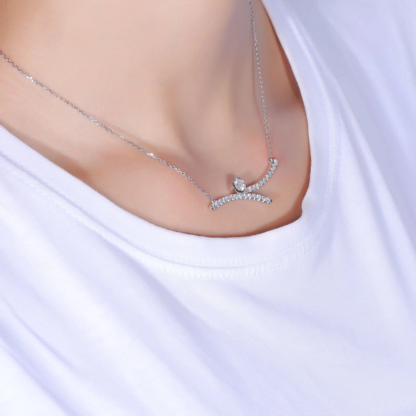 Moissanite Pendant Platinum-Plated Necklace