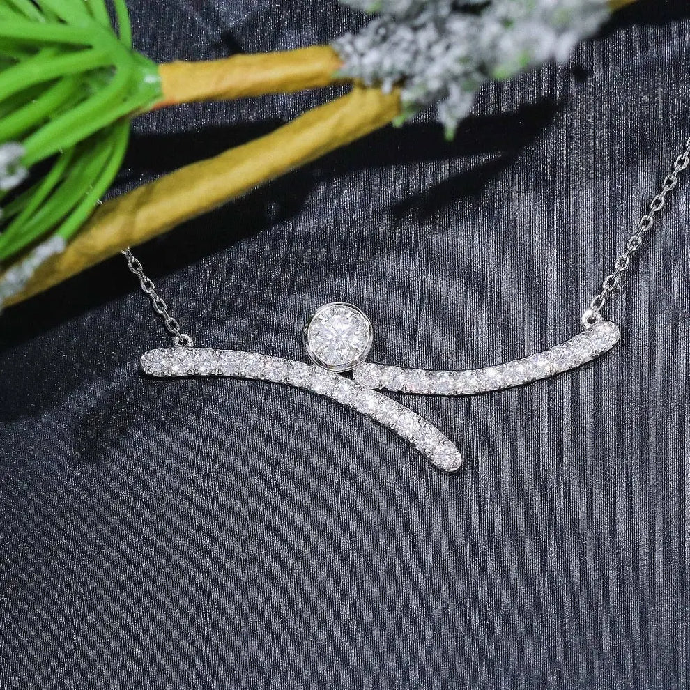 Moissanite Pendant Platinum-Plated Necklace main image 1