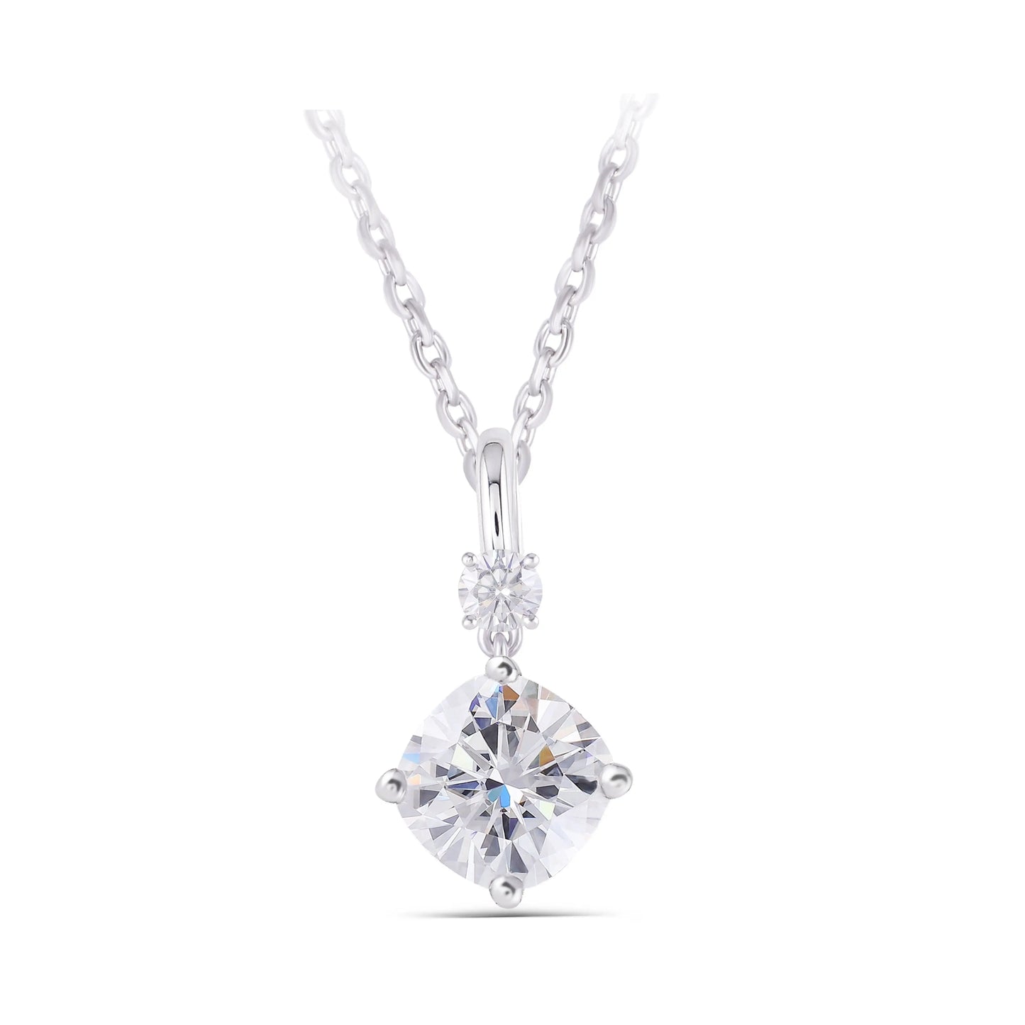 Platinum Plated Silver Moissanite Necklace 2.1ct Total Moissanite Engagement Rings & Jewelry | Luxus Moissanite | Chains Necklace