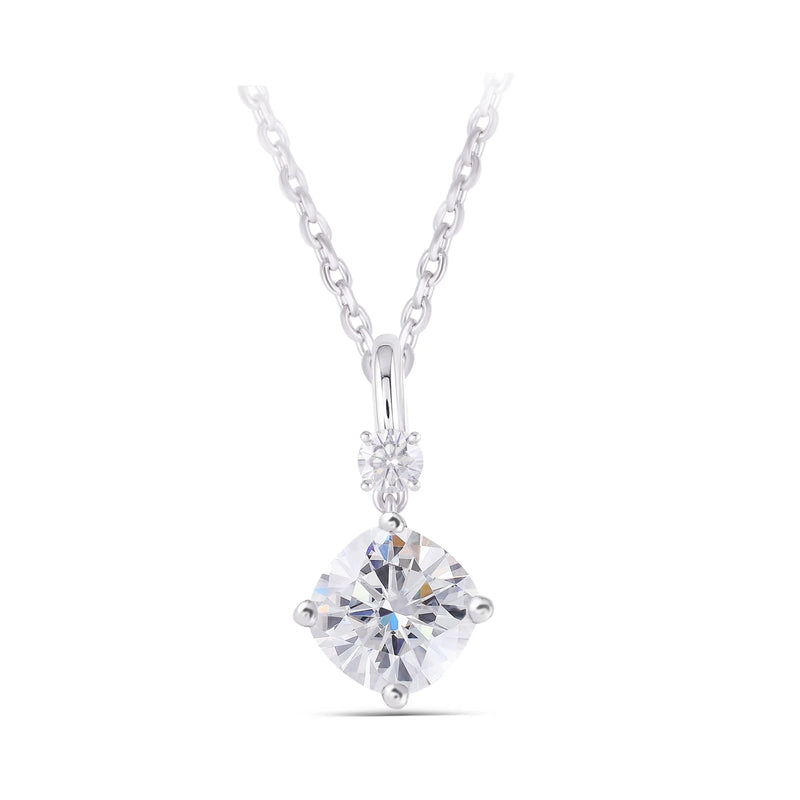 Platinum Plated Silver Moissanite Necklace 2.1ct Total Moissanite Engagement Rings & Jewelry | Luxus Moissanite