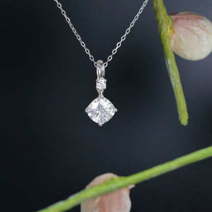 Platinum Plated Silver Moissanite Necklace 2.1ct Total Moissanite Engagement Rings & Jewelry | Luxus Moissanite |  Chains Necklace