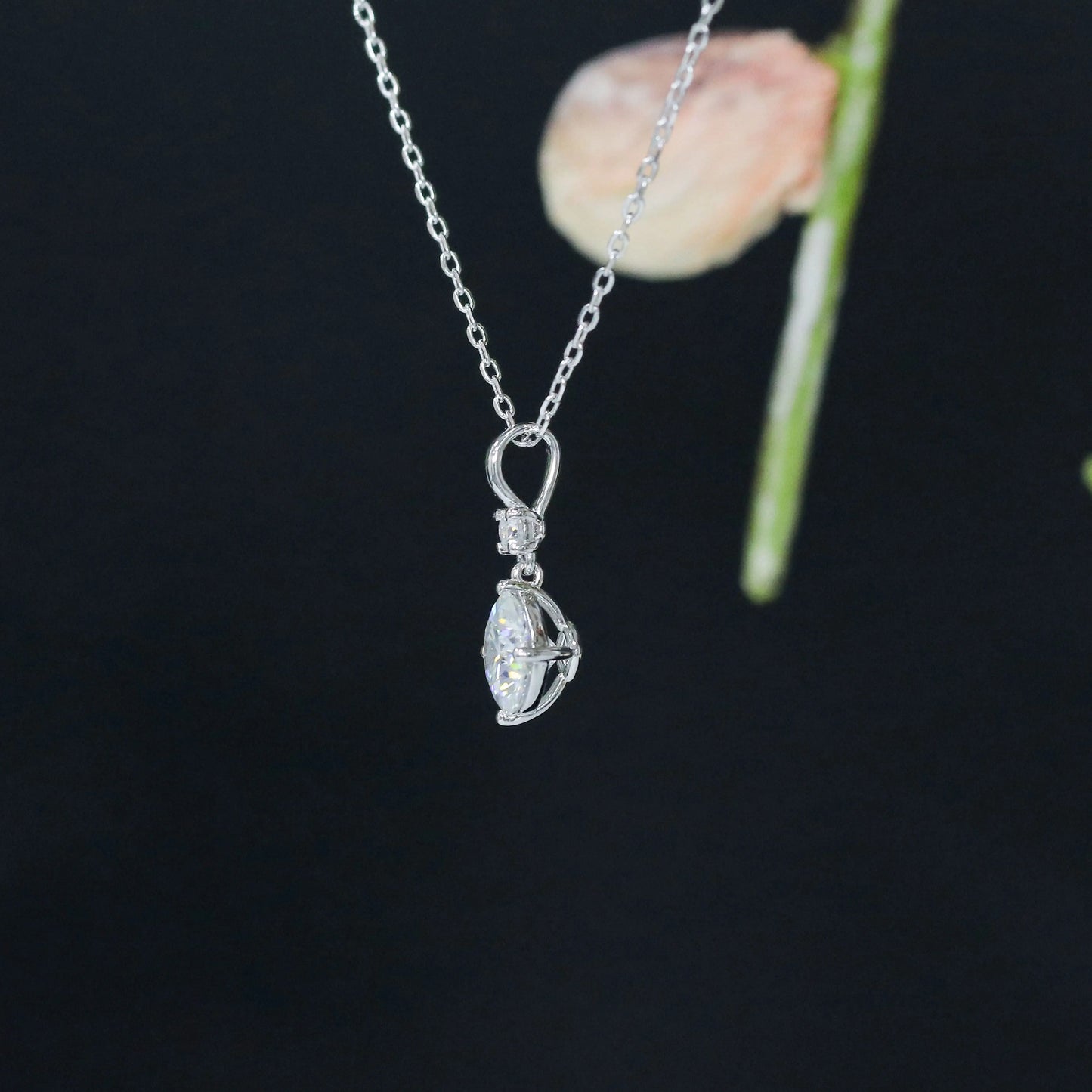 Platinum Plated Silver Moissanite Necklace 2.1ct Total Moissanite Engagement Rings & Jewelry | Luxus Moissanite | Chains Necklace