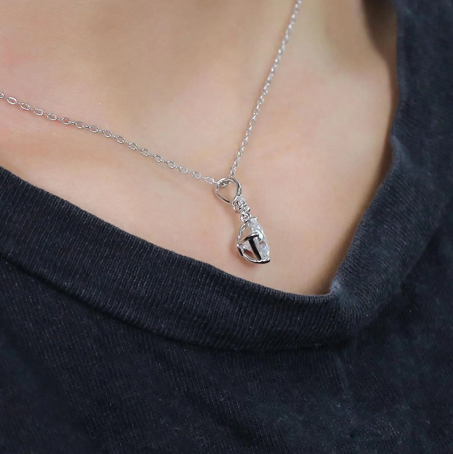 Platinum Plated Silver Moissanite Necklace 2.1ct Total Moissanite Engagement Rings & Jewelry | Luxus Moissanite | Chains Necklace