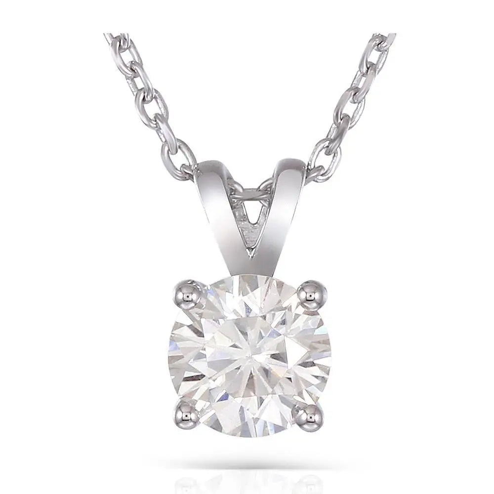 Platinum Plated Silver Moissanite Necklace 2ct Moissanite Engagement Rings & Jewelry | Beautiful Necklace Set | Luxus Moissanite