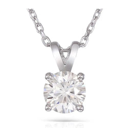 Platinum Plated Silver Moissanite Necklace 2ct Moissanite Engagement Rings & Jewelry | Luxus Moissanite