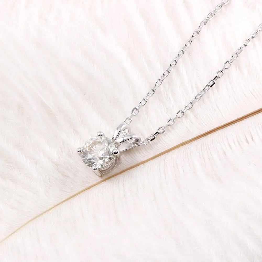 Platinum Plated Silver Moissanite Necklace 2ct Moissanite Engagement Rings & Jewelry | Beautiful Necklace Set | Luxus Moissanite