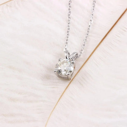 Platinum Plated Silver Moissanite Necklace 2ct Moissanite Engagement Rings & Jewelry | Beautiful Necklace Set | Luxus Moissanite