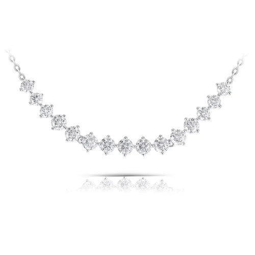 Platinum Plated Silver Moissanite Necklace 3ct Total