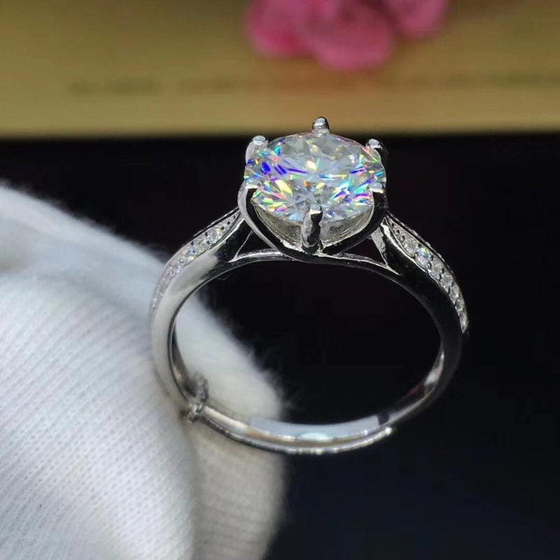 Platinum Plated Silver Moissanite Ring 0.8ct, 1ct, 2ct Options Moissanite Engagement Rings & Jewelry | Luxus Moissanite