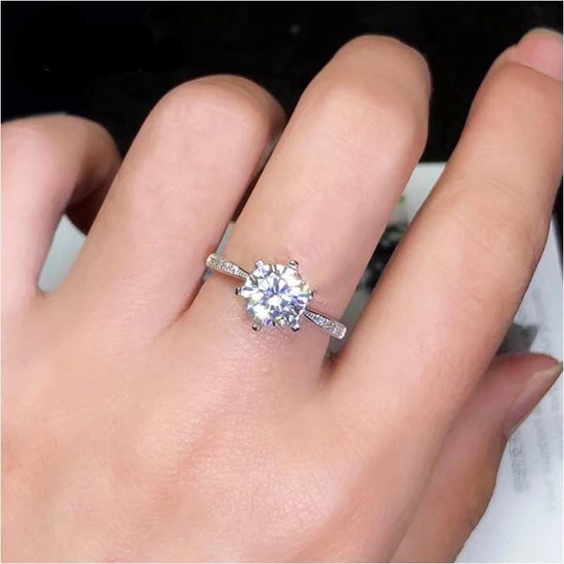 Platinum Plated Silver Moissanite Ring 1.2ct & 2ct Options Moissanite Engagement Rings & Jewelry | Luxus Moissanite