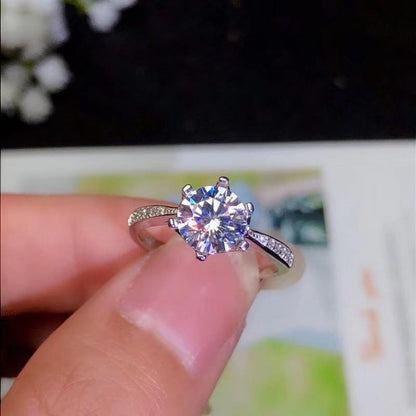 Platinum Plated Silver Moissanite Ring 1.2ct & 2ct Options Moissanite Engagement Rings & Jewelry | Luxus Moissanite