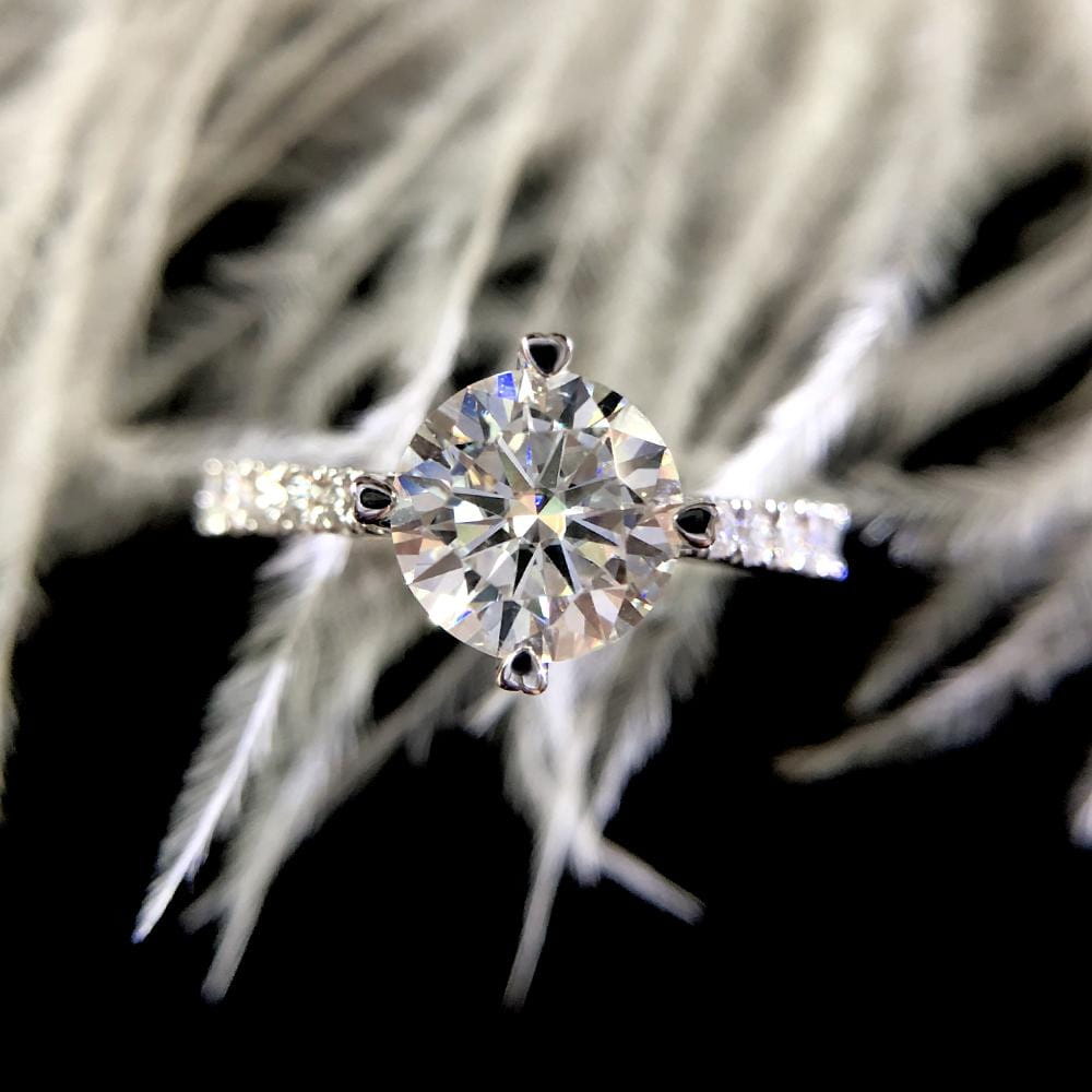 Platinum Plated Silver Moissanite Ring 1.5ct Center Stone Moissanite Engagement Rings & Jewelry | Luxus Moissanite