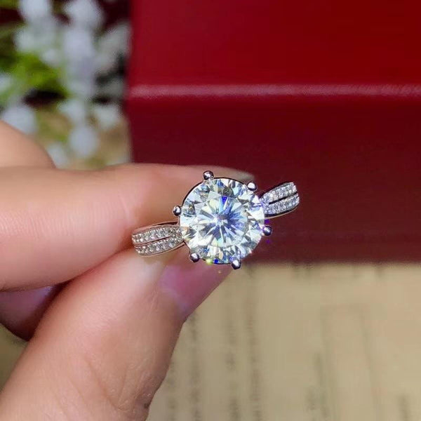 Platinum Plated Silver Moissanite Ring 1ct - 3ct Options – Luxus Moissanite