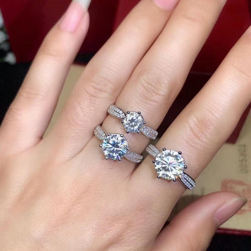 Platinum Plated Silver Moissanite Ring 1ct - 3ct Options Moissanite Engagement Rings & Jewelry | Luxus Moissanite | Moissanite Ring for Women