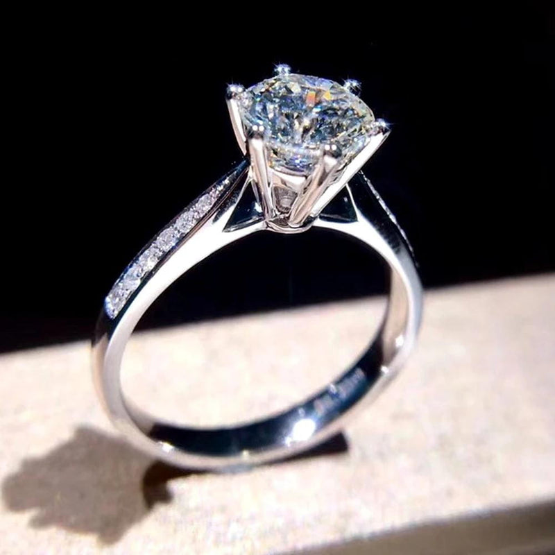 Platinum Plated Silver Moissanite Ring 1ct Center Stone Moissanite Engagement Rings & Jewelry | Luxus Moissanite