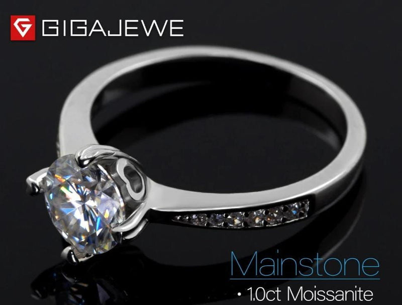 Platinum Plated Silver Moissanite Ring 1ct Moissanite Engagement Rings & Jewelry | Luxus Moissanite