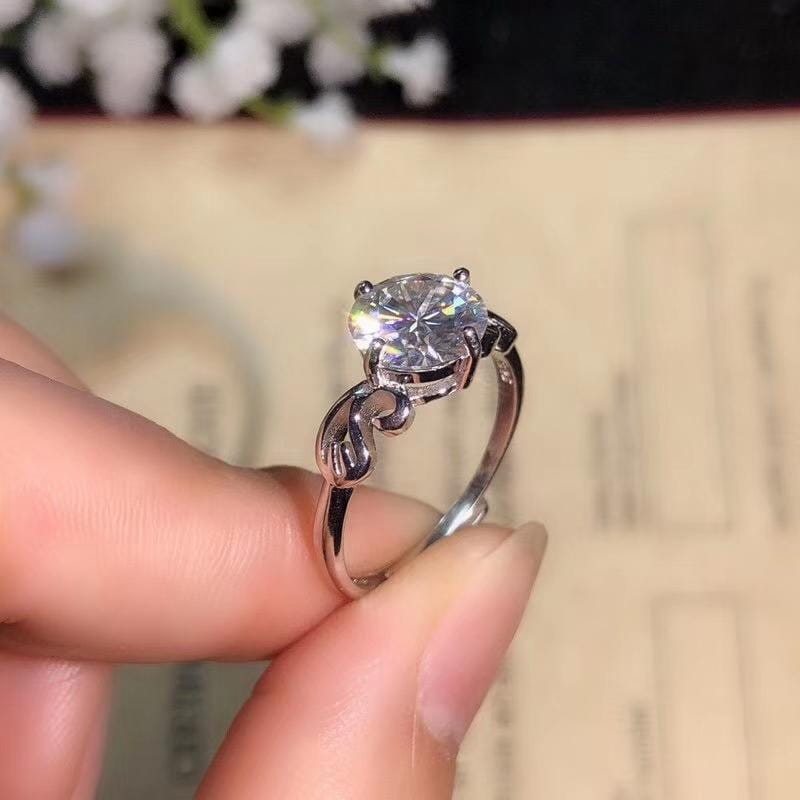 Platinum Plated Silver Moissanite Ring 1ct, 1.2ct, 2ct Options Moissanite Engagement Rings & Jewelry | Luxus Moissanite
