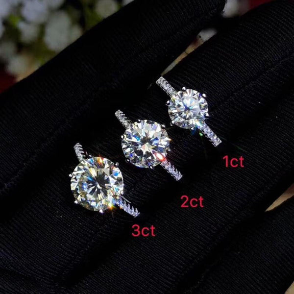 Platinum Plated Silver Moissanite Ring 1ct, 2ct, 3ct Options Moissanite Engagement Rings & Jewelry | Luxus Moissanite