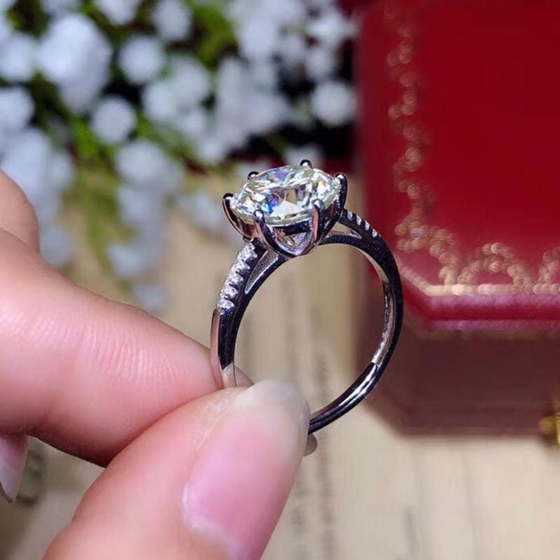 Platinum Plated Silver Moissanite Ring 1ct, 2ct, 3ct Options Moissanite Engagement Rings & Jewelry | Luxus Moissanite Engagement Ring 1 Carat