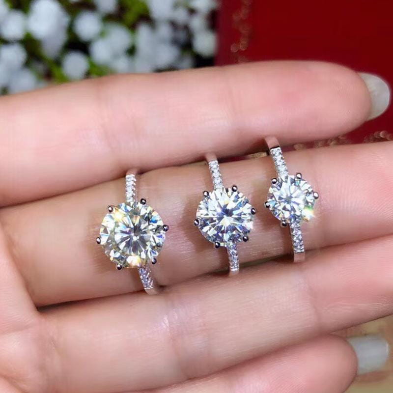 Platinum Plated Silver Moissanite Ring 1ct, 2ct, 3ct Options Moissanite Engagement Rings & Jewelry | Luxus Moissanite Engagement Ring 1 Carat - Engagement Ring 1 Carat