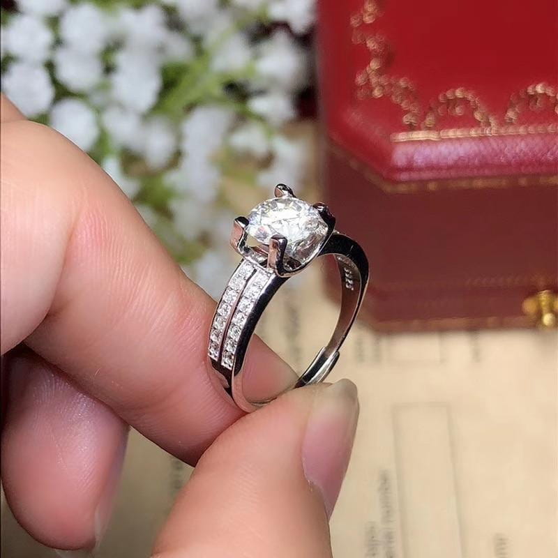 3 Carat Moissanite Platinum-Plated Ring