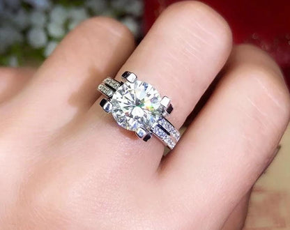 Platinum Plated Silver Moissanite Ring 2ct-3ct Center Stone Moissanite Engagement Rings & Jewelry | Luxus Moissanite