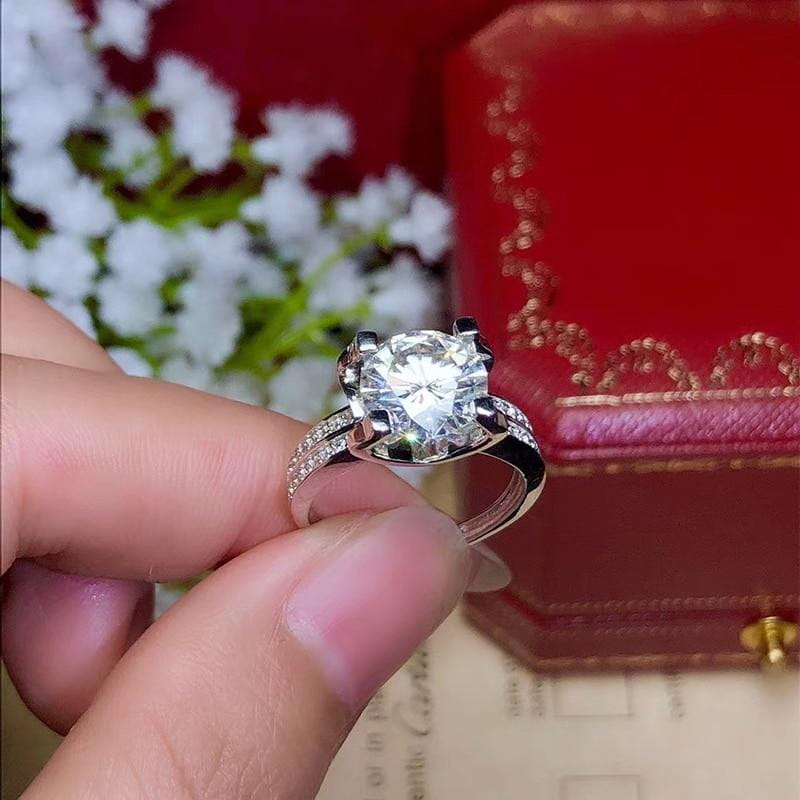 Shops Edwardian Style 2ct Princess Cut Moissanite with Platinum Plated 925 Ring Sz 5