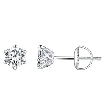 Platinum Plated Silver Moissanite Stud Earrings 1CTW, 2CTW, or 4CTW Moissanite Engagement Rings & Jewelry | Luxus Moissanite