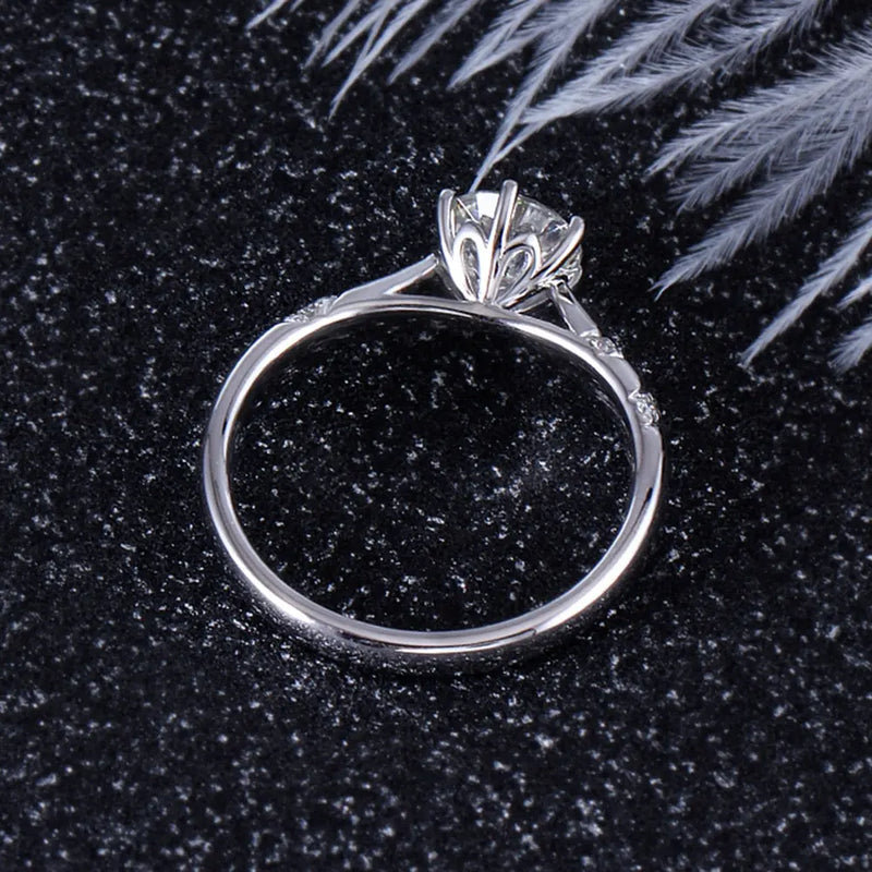 Platinum Plated Silver Solitaire Moissanite Ring 1ct Moissanite Engagement Rings & Jewelry | Luxus Moissanite