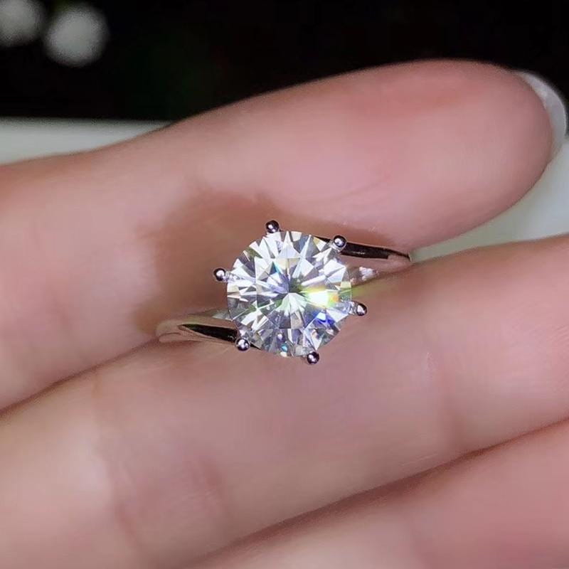 Platinum Plated Silver Solitaire Moissanite Ring 2ct Moissanite Engagement Rings & Jewelry | Luxus Moissanite