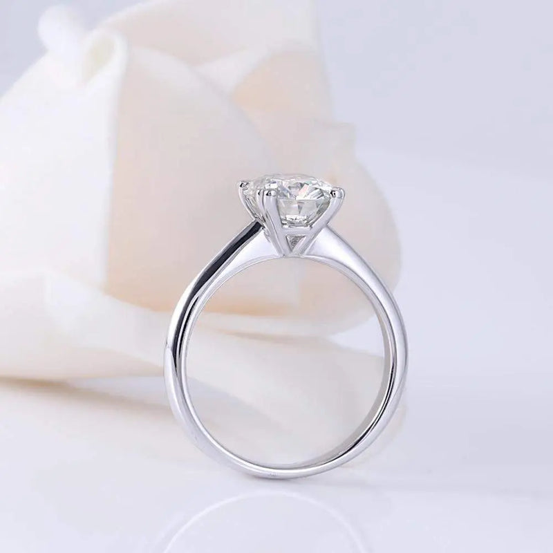 Platinum Plated Silver Solitaire Moissanite Ring 2ct Moissanite Engagement Rings & Jewelry | Luxus Moissanite