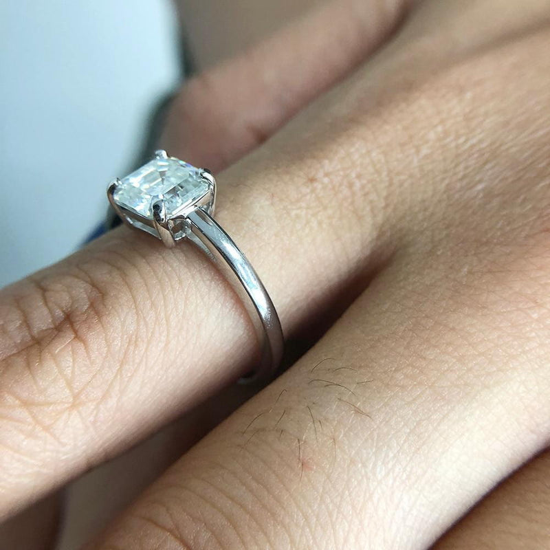 Platinum Plated Silver Solitiare Moissanite Ring 2ct Moissanite Engagement Rings & Jewelry | Luxus Moissanite