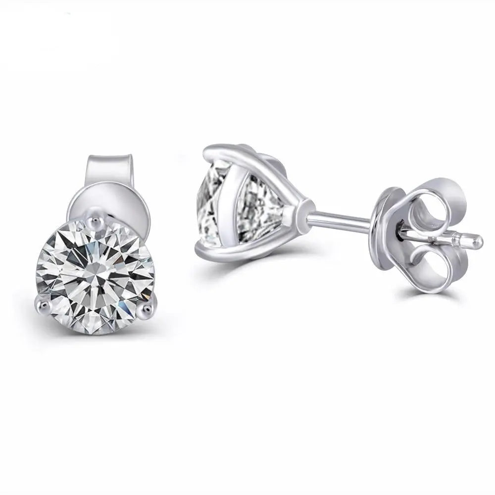 Platinum Plated Silver Stud Moissanite Earrings 1.6ctw Moissanite Engagement Rings & Jewelry | Platinum Earrings  |  Luxus Moissanite