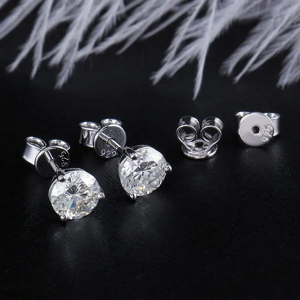 Platinum Plated Silver Stud Moissanite Earrings 1.6ctw Moissanite Engagement Rings & Jewelry | Platinum Earrings | Luxus Moissanite