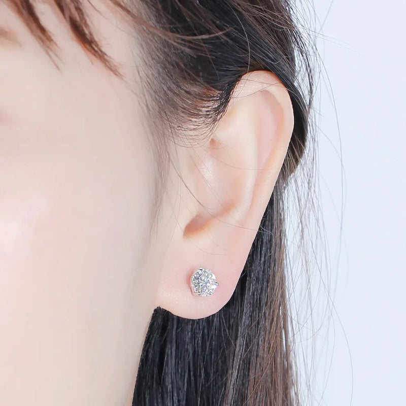 Platinum Plated Silver Stud Moissanite Earrings 1.6ctw Moissanite Engagement Rings & Jewelry | Luxus Moissanite