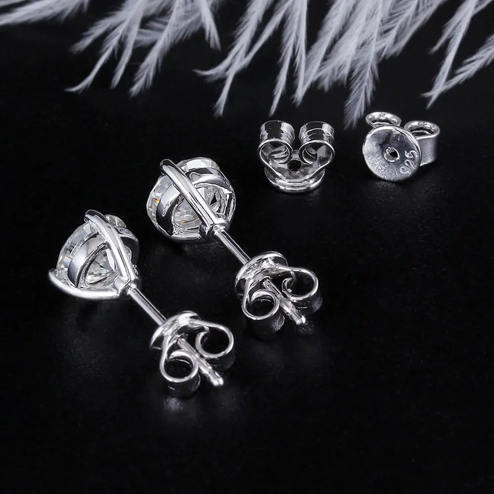 Platinum Plated Silver Stud Moissanite Earrings 1.6ctw Moissanite Engagement Rings & Jewelry | Platinum Earrings | Luxus Moissanite
