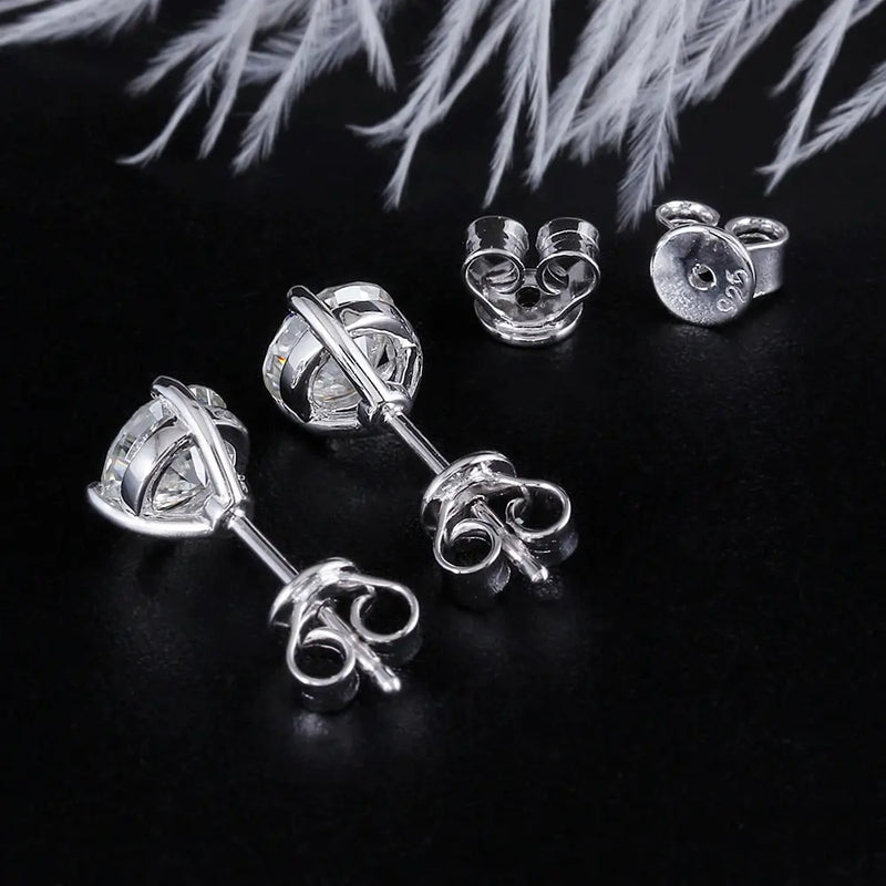 Platinum Plated Silver Stud Moissanite Earrings 1.6ctw Moissanite Engagement Rings & Jewelry | Luxus Moissanite
