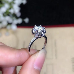 Platinum Plated Silver Vintage Halo Moissanite Ring 1.2ct Center Stone Moissanite Engagement Rings & Jewelry | Luxus Moissanite