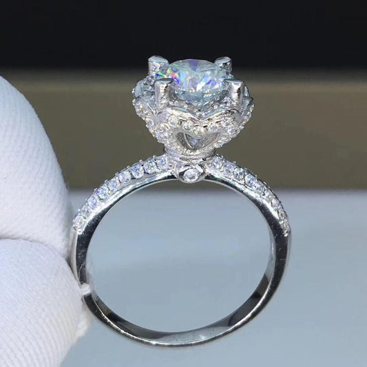 Platinum Plated Silver Vintage Moissanite Ring 0.8ct & 1ct Options Moissanite Engagement Rings & Jewelry | Luxus Moissanite