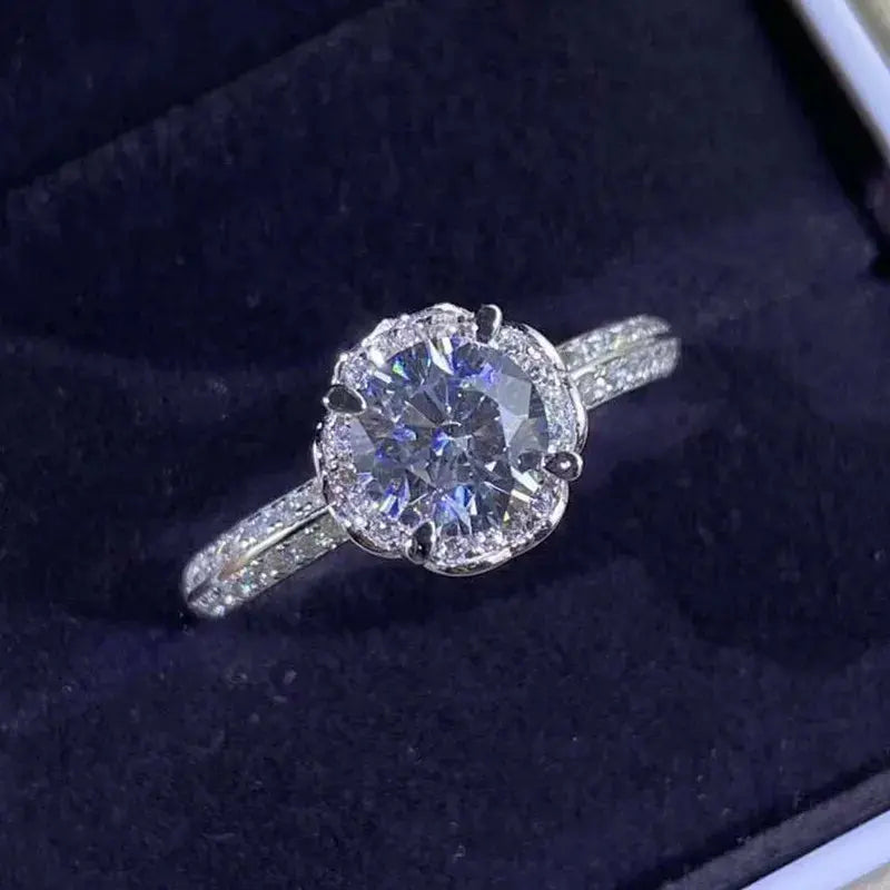 Platinum Plated Silver Vintage Moissanite Ring 0.8ct & 1ct Options Moissanite Engagement Rings & Jewelry | Luxus Moissanite