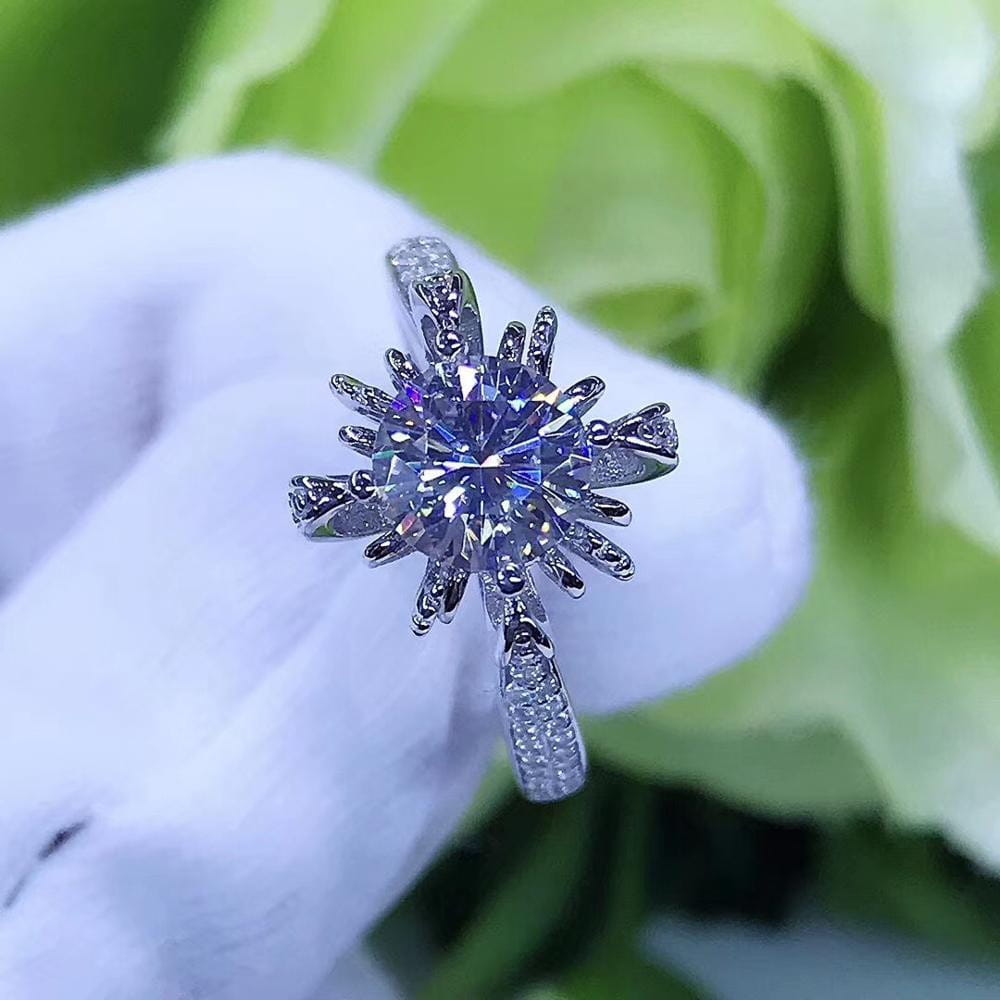 Platinum Plated Silver Vintage Moissanite Ring 0.8ct or 1ct Moissanite Engagement Rings & Jewelry | Luxus Moissanite