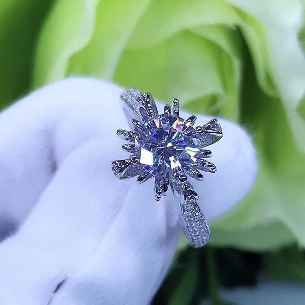 Platinum Plated Silver Vintage Moissanite Ring 0.8ct or 1ct Moissanite Engagement Rings & Jewelry | Luxus Moissanite